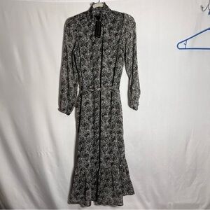 Banana Republic Womens Smocked High Neck Maxi Dress Size S Tie waist chiffon